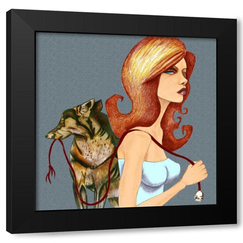 Dog Black Modern Wood Framed Art Print by Goddess, Jami