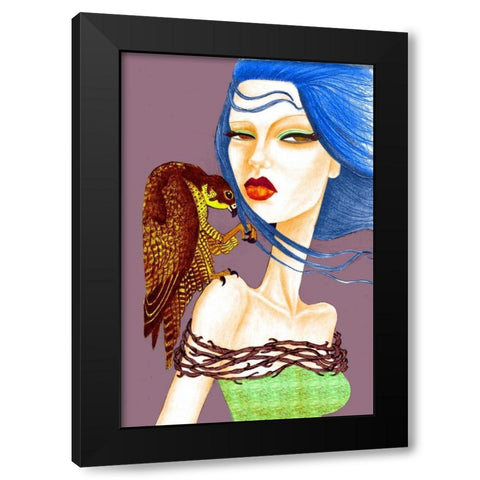 Falcon Black Modern Wood Framed Art Print by Goddess, Jami