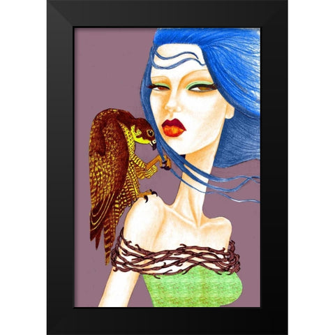 Falcon Black Modern Wood Framed Art Print by Goddess, Jami