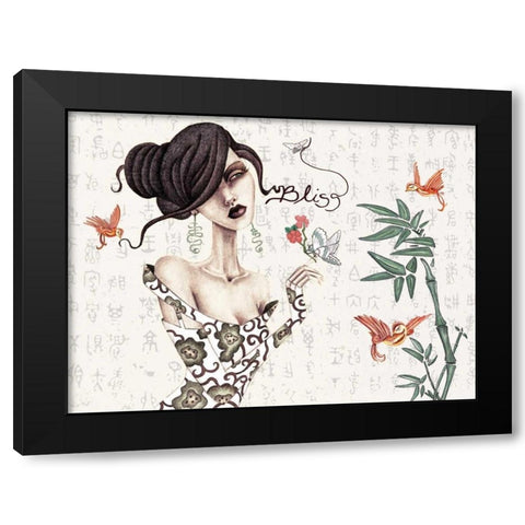 Geisha Black Modern Wood Framed Art Print with Double Matting by Goddess, Jami