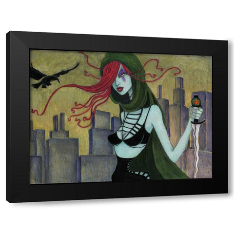 Jane at Night Black Modern Wood Framed Art Print with Double Matting by Goddess, Jami