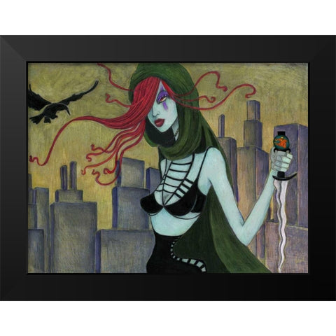 Jane at Night Black Modern Wood Framed Art Print by Goddess, Jami