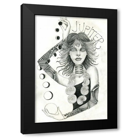 Jupiter (Drawing) Black Modern Wood Framed Art Print with Double Matting by Goddess, Jami
