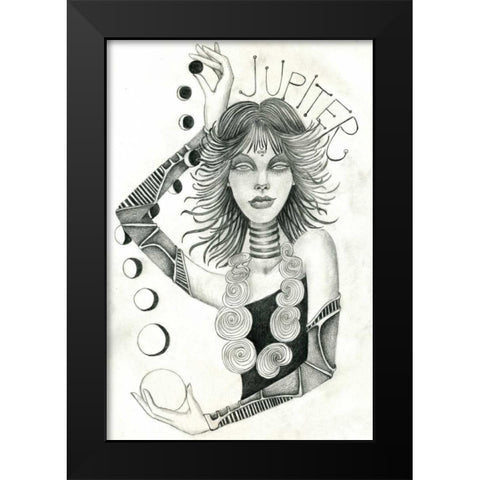 Jupiter (Drawing) Black Modern Wood Framed Art Print by Goddess, Jami
