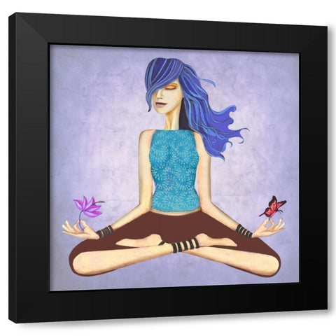 Lotus Black Modern Wood Framed Art Print with Double Matting by Goddess, Jami