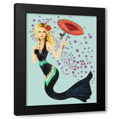 Mermaid Black Modern Wood Framed Art Print with Double Matting by Goddess, Jami
