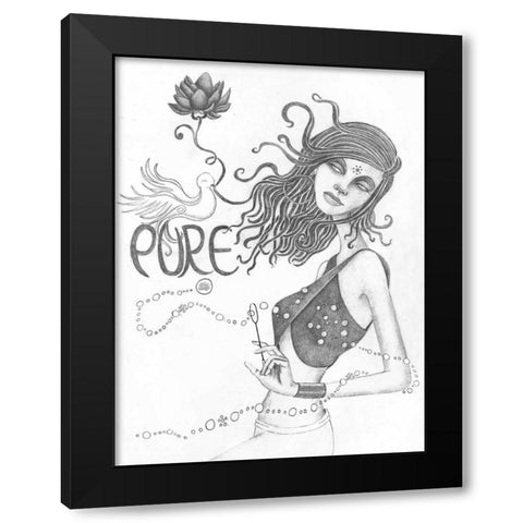 Pure (Drawing) Black Modern Wood Framed Art Print by Goddess, Jami