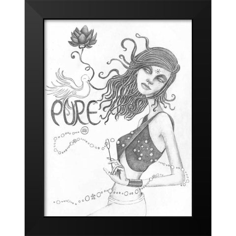 Pure (Drawing) Black Modern Wood Framed Art Print by Goddess, Jami