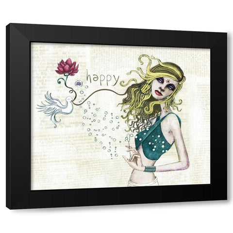 Pure Black Modern Wood Framed Art Print with Double Matting by Goddess, Jami