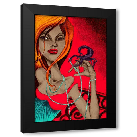 Scorpion Black Modern Wood Framed Art Print with Double Matting by Goddess, Jami