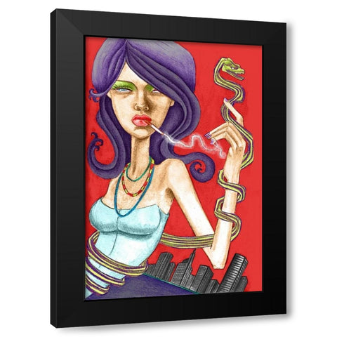 Snake Black Modern Wood Framed Art Print by Goddess, Jami