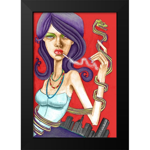 Snake Black Modern Wood Framed Art Print by Goddess, Jami