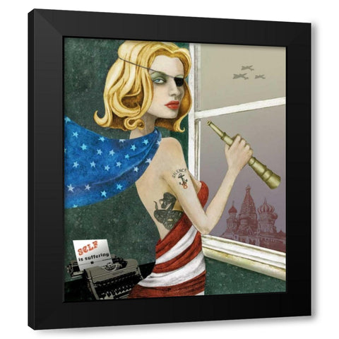 The Spy Black Modern Wood Framed Art Print with Double Matting by Goddess, Jami