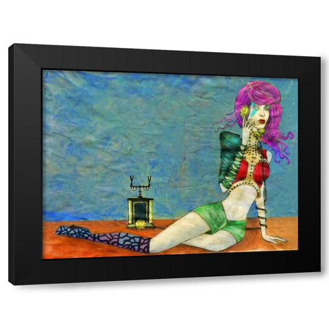 Telephone Black Modern Wood Framed Art Print with Double Matting by Goddess, Jami