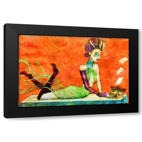 Typewriter Black Modern Wood Framed Art Print with Double Matting by Goddess, Jami