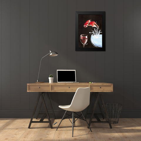 Heureux comme un poisson Black Modern Wood Framed Art Print by Got, Jean-Pierre