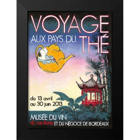 Voyage aux pays des thes Black Modern Wood Framed Art Print by Got, Jean-Pierre