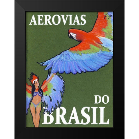 Aerovias do Brasil Black Modern Wood Framed Art Print by Got, Jean Pierre