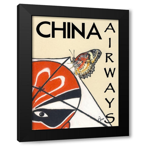 China Airways Black Modern Wood Framed Art Print with Double Matting by Got, Jean Pierre