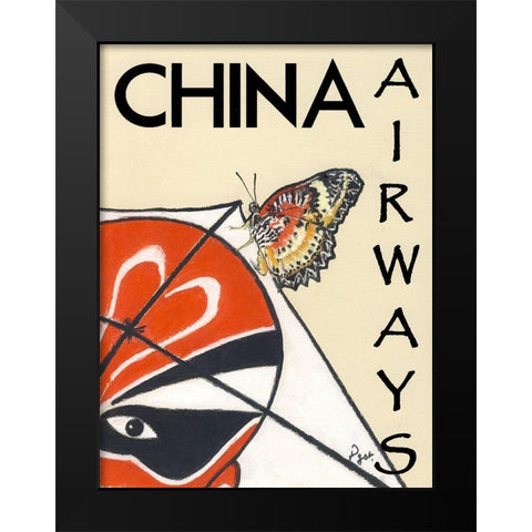 China Airways Black Modern Wood Framed Art Print by Got, Jean Pierre