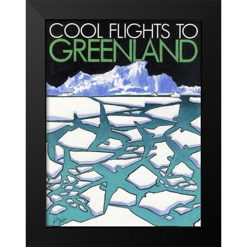 Cool flights to Groenland Black Modern Wood Framed Art Print by Got, Jean Pierre