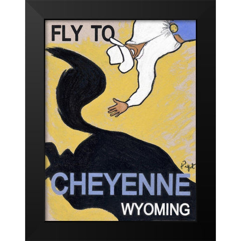 Fly to Cheyenne Wyoming Black Modern Wood Framed Art Print by Got, Jean Pierre
