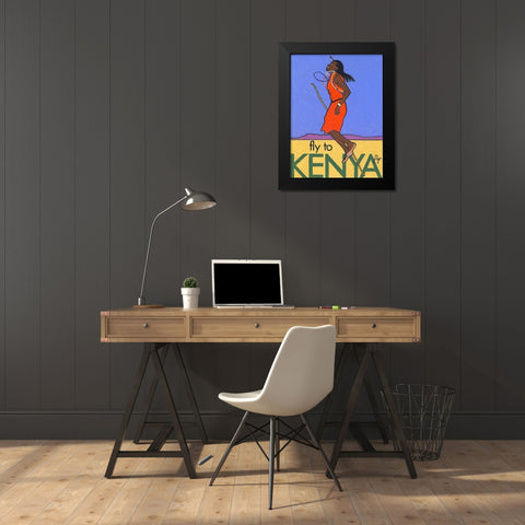 Fly to Kenya Black Modern Wood Framed Art Print by Got, Jean Pierre