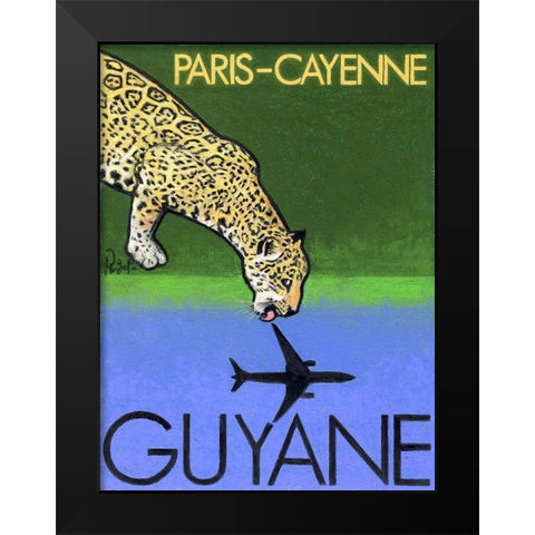 Paris-Cayenne Guyane Black Modern Wood Framed Art Print by Got, Jean Pierre