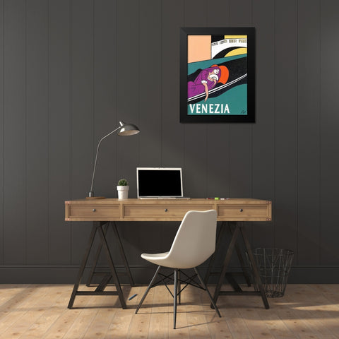 Venezia Black Modern Wood Framed Art Print by Got, Jean Pierre