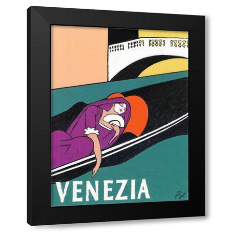 Venezia Black Modern Wood Framed Art Print by Got, Jean Pierre