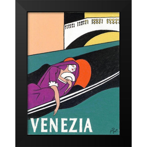 Venezia Black Modern Wood Framed Art Print by Got, Jean Pierre