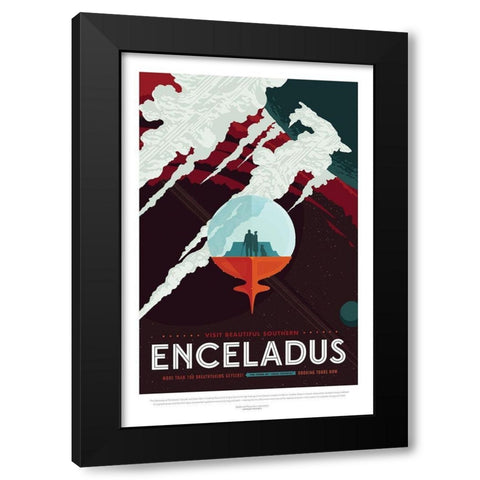 Enceladus Black Modern Wood Framed Art Print by JPL