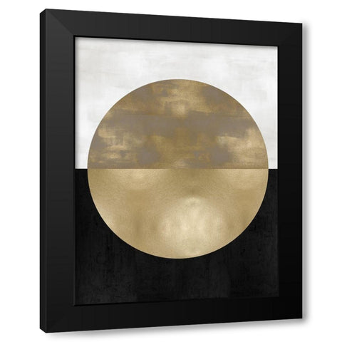 Gold Sphere Black Modern Wood Framed Art Print with Double Matting by Thompson, Justin