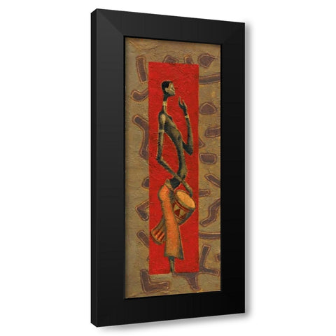 African Drummer II Black Modern Wood Framed Art Print with Double Matting by Kamba