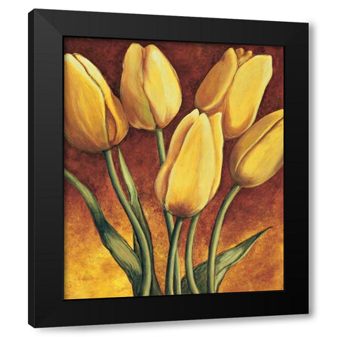Tulpen Black Modern Wood Framed Art Print with Double Matting by Becker, Karin
