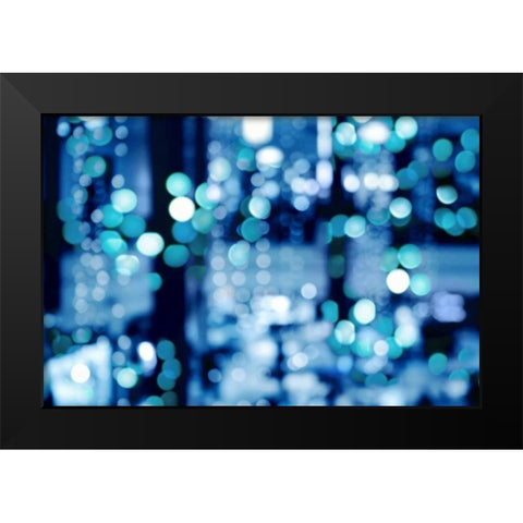 Brilliant Blue Black Modern Wood Framed Art Print by Carrigan, Kate