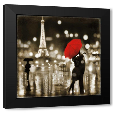 A Paris Kiss Black Modern Wood Framed Art Print with Double Matting by Carrigan, Kate