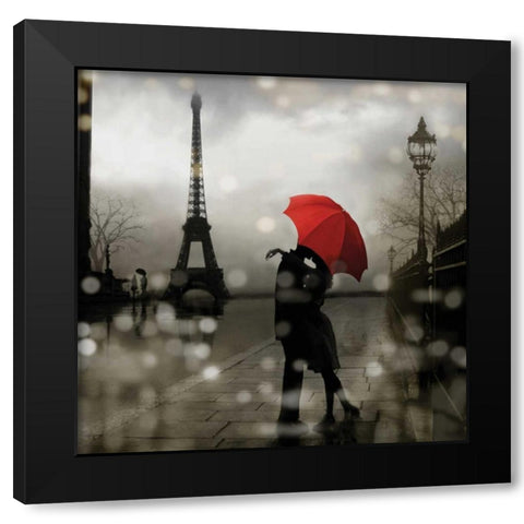 Paris Romance Black Modern Wood Framed Art Print with Double Matting by Carrigan, Kate