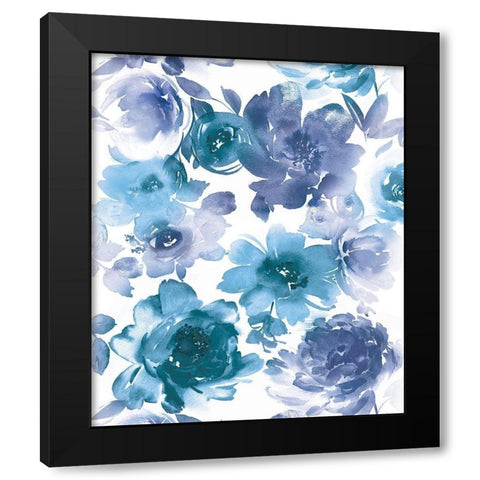Springtime Indigo and Teal Black Modern Wood Framed Art Print with Double Matting by Morris, Kelsey
