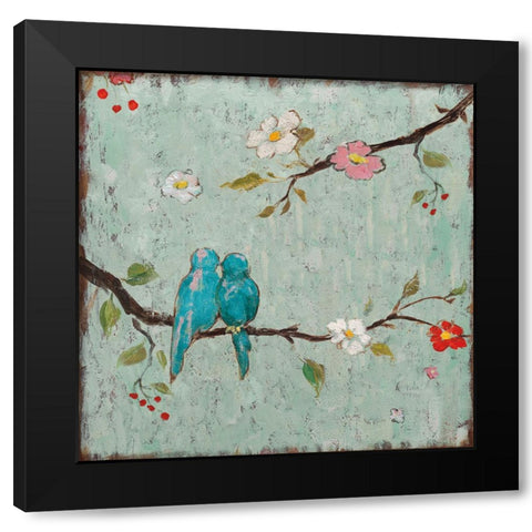 Love Birds IV Black Modern Wood Framed Art Print with Double Matting by Frances, Katy