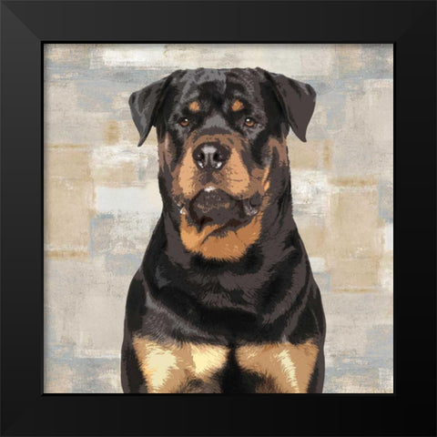Rottweiler Black Modern Wood Framed Art Print by Rodgers, Keri