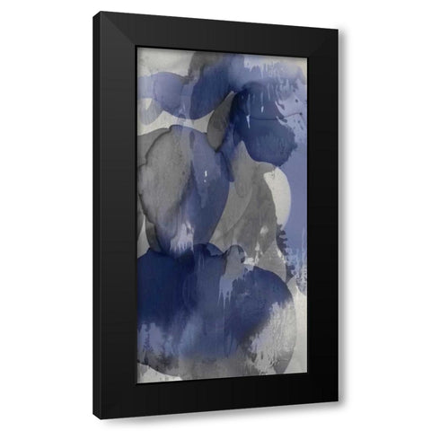 Cascade Indigo Triptych I Black Modern Wood Framed Art Print with Double Matting by Jett, Kristina