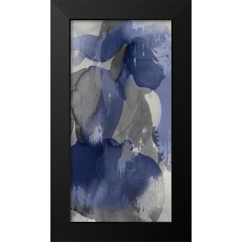 Cascade Indigo Triptych I Black Modern Wood Framed Art Print by Jett, Kristina