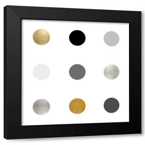 Circle Three Gold Silver Black Modern Wood Framed Art Print by Langdon, Karl