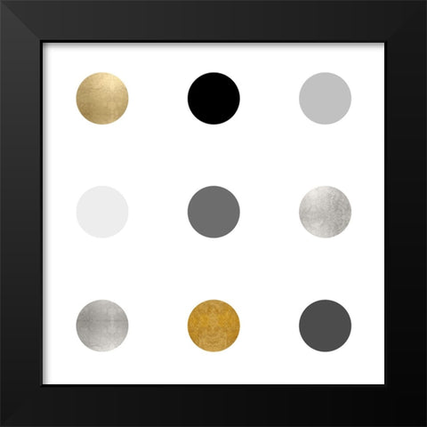 Circle Three Gold Silver Black Modern Wood Framed Art Print by Langdon, Karl