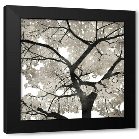 Silver Leaves Black Modern Wood Framed Art Print with Double Matting by Bennett, Kate