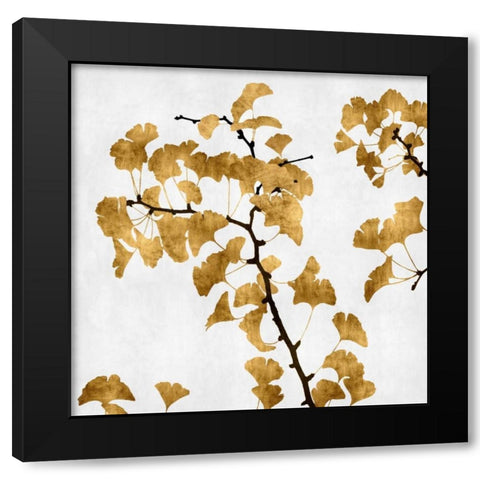 Ginko in Gold I Black Modern Wood Framed Art Print with Double Matting by Bennett, Kate