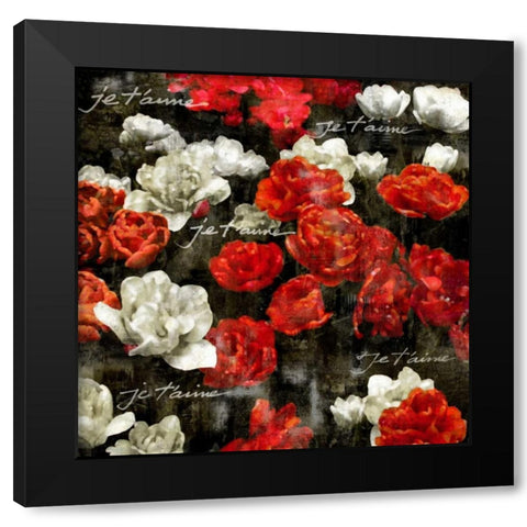 Je Taime Roses Black Modern Wood Framed Art Print by Bennett, Kate