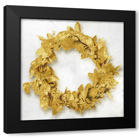 Golden Wreath I Black Modern Wood Framed Art Print with Double Matting by Bennett, Kate