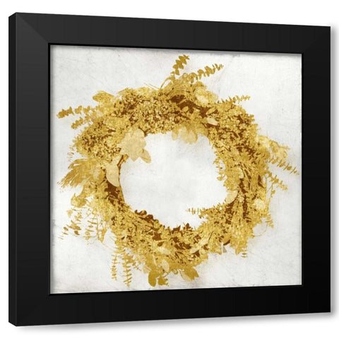 Golden Wreath II Black Modern Wood Framed Art Print with Double Matting by Bennett, Kate